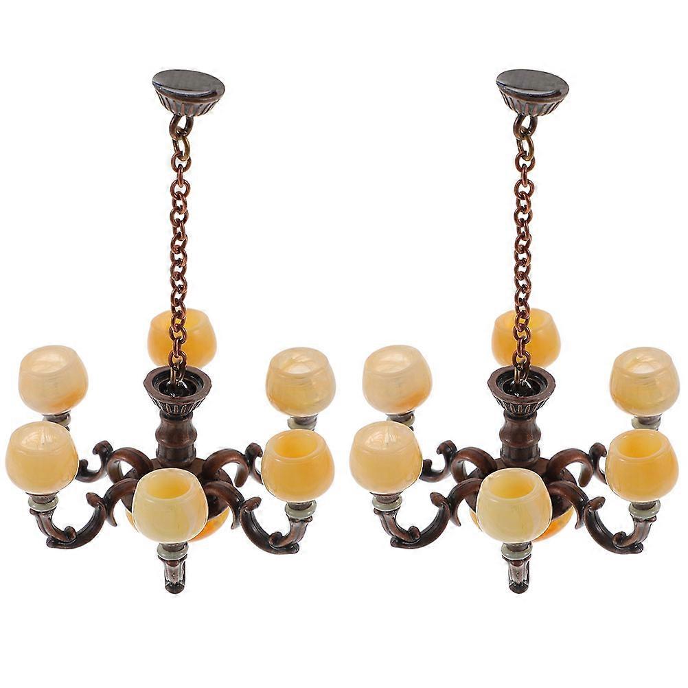 Mini Ceiling Lamp Model for Doll House Decoration 8Pcs Coffee