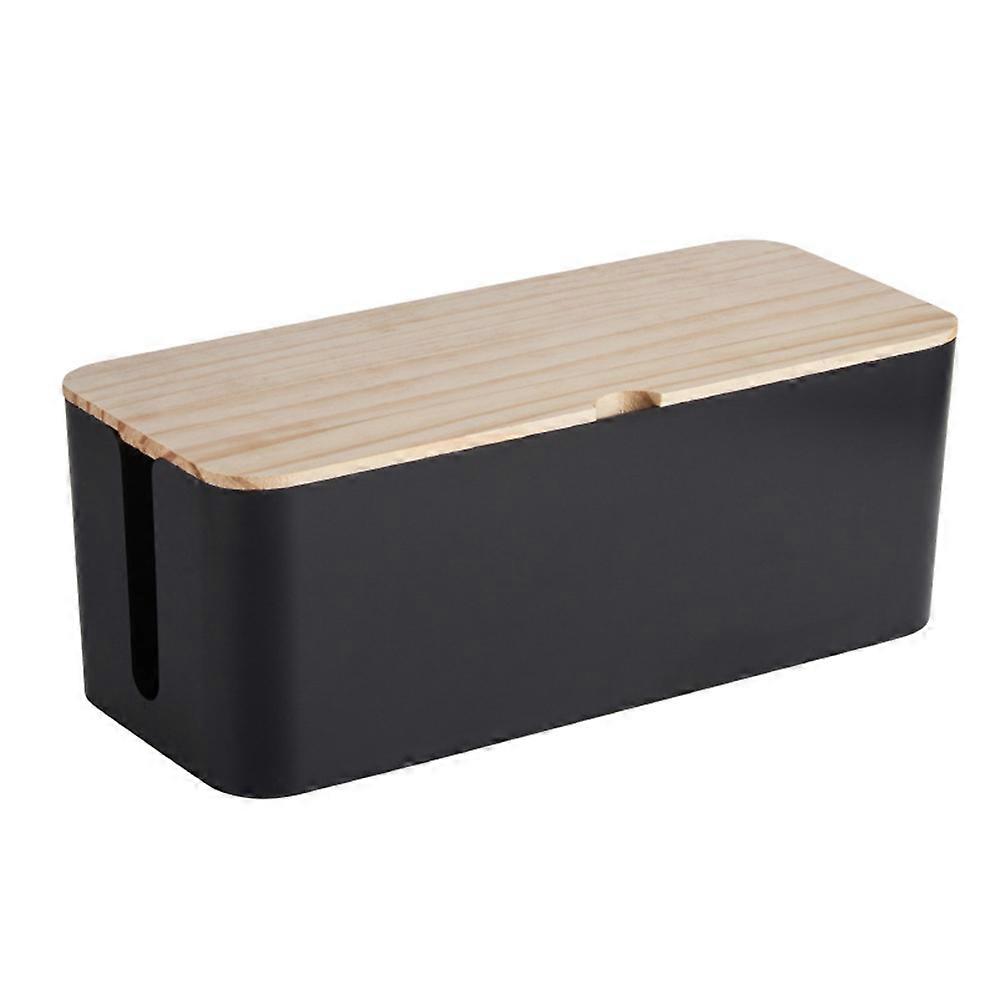 Charging Cable Container for Socket Cable Management Black Plastic Wood