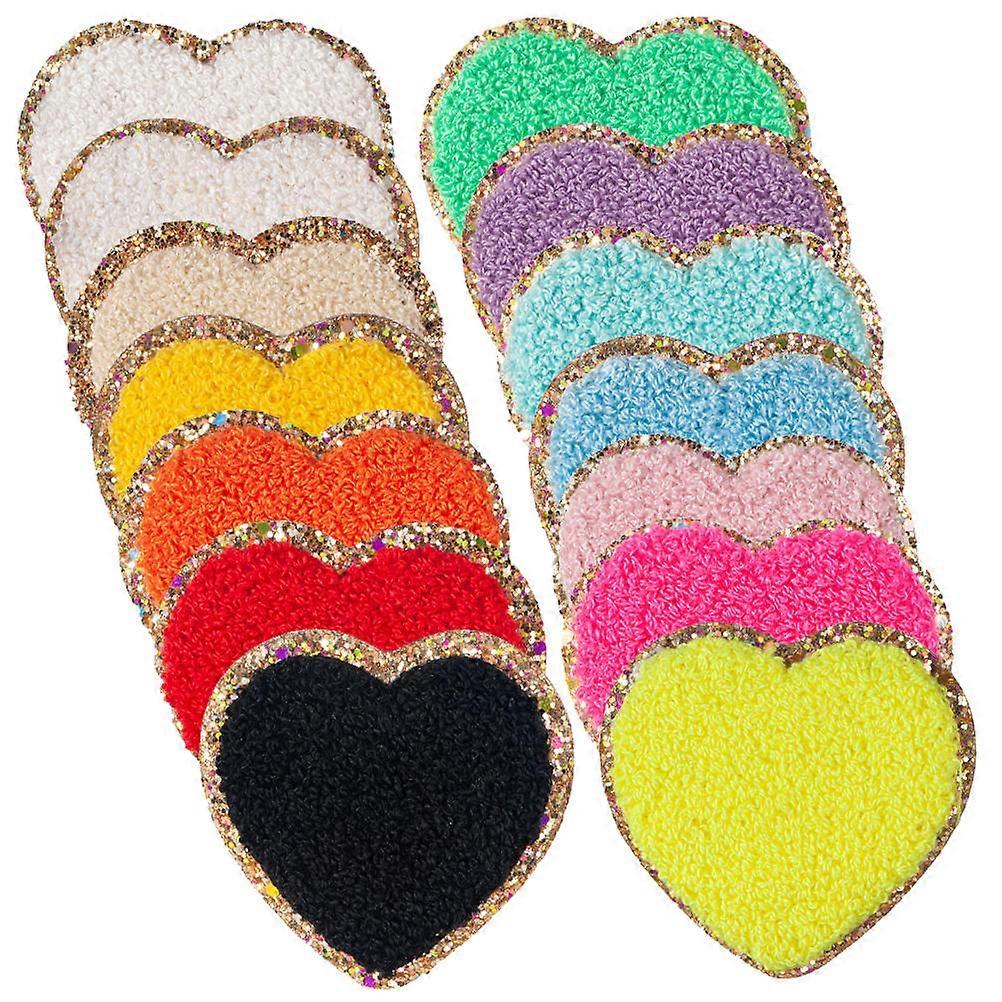 Embroidered Patches Heart Shaped Decorative Diy Projects Pillow Cushion Sweater Hat Assorted Color Cloth Attachment 14Pcs