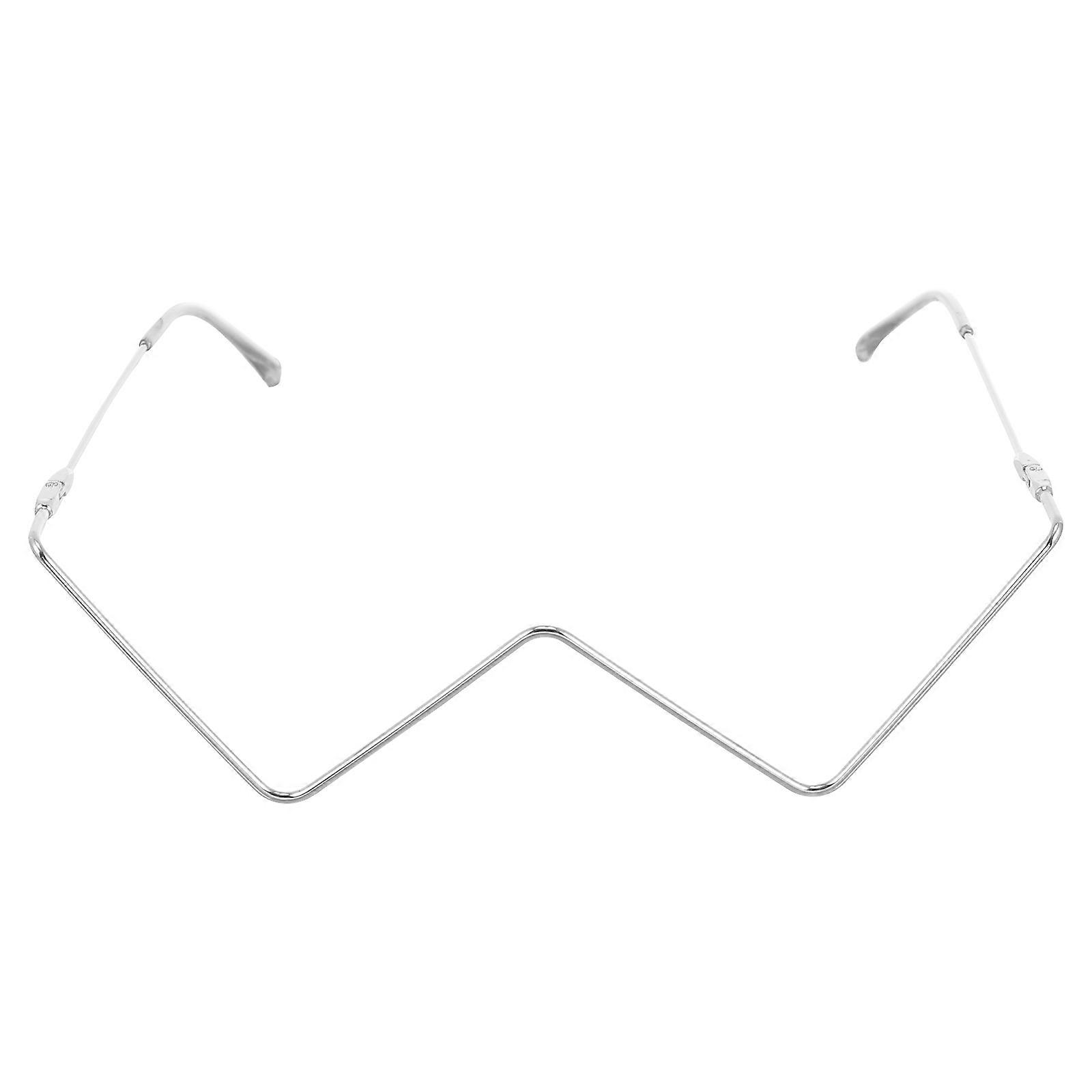 Eyeglasses Frame Semi-Rimless Lensless for Decoration 2Pcs Silver