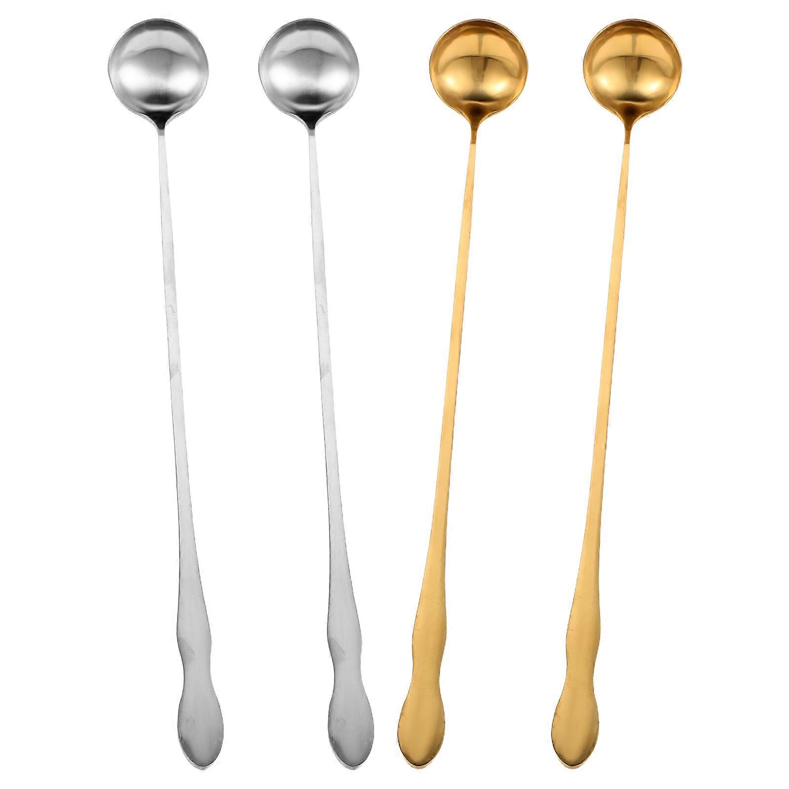 Coffee Stir Spoons 12Pcs Assorted Color Stainless Steel with Spill-Reducing Design for Home Use