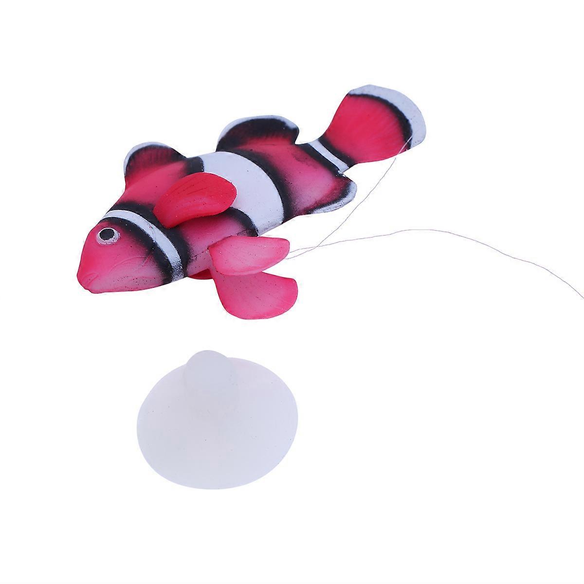 Floating Aquarium Decoration Red Artificial Clownfish 2Pcs Silicone Fish
