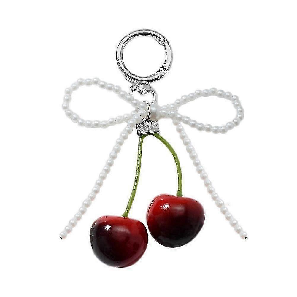 Bowknot Heart Keychain Bag Charm Faux Pearl Bow Key Rings Keychain
