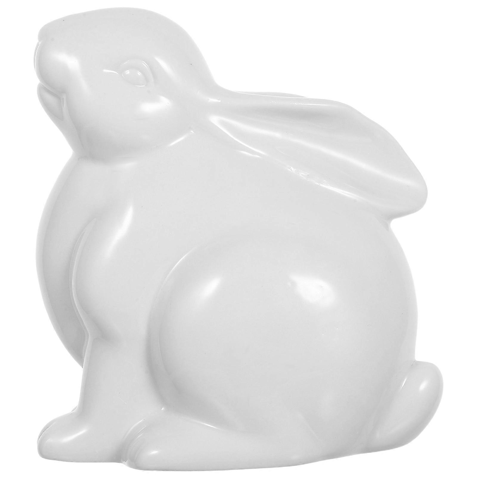 Ornament Rabbit Ceramic Rabbit Decoration for 2Pcs White