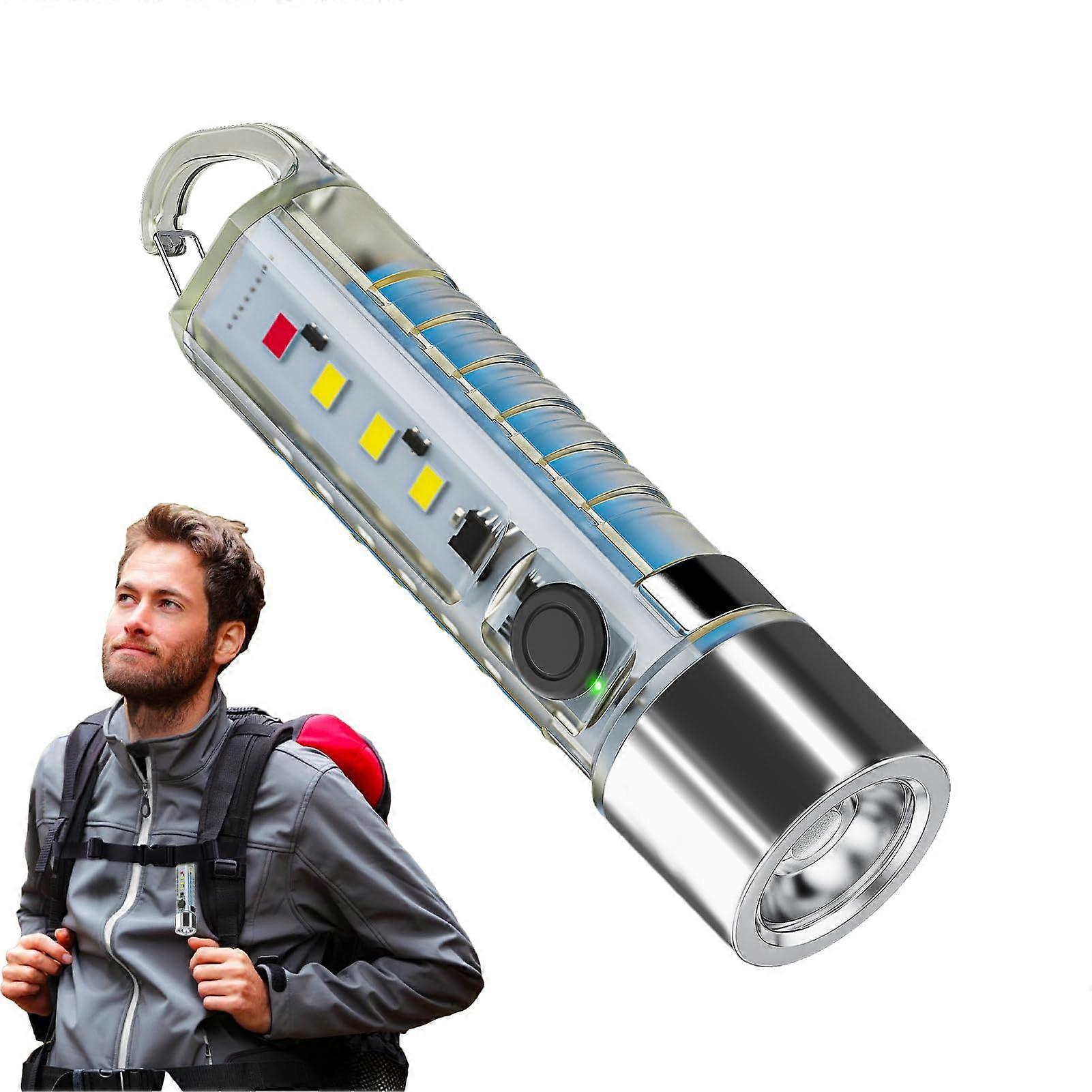 Flashlight Keychain Small Rechargeable Pocket Flashlight, Multifunctional Key Ring Lighting For Climbing And Hiking