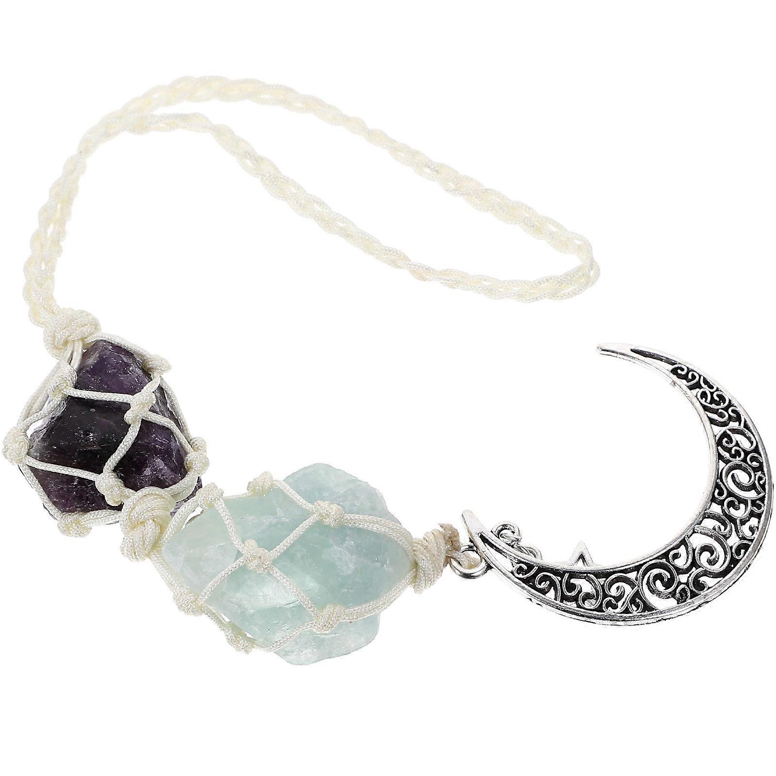 Car Rearview Mirror Hanging Decor Crystal Stone Pendant 3Pcs Set