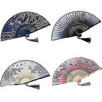 Folding Fans, 4 Pieces Compartments For Hand Fans, Chinese Folding Fans, Retro