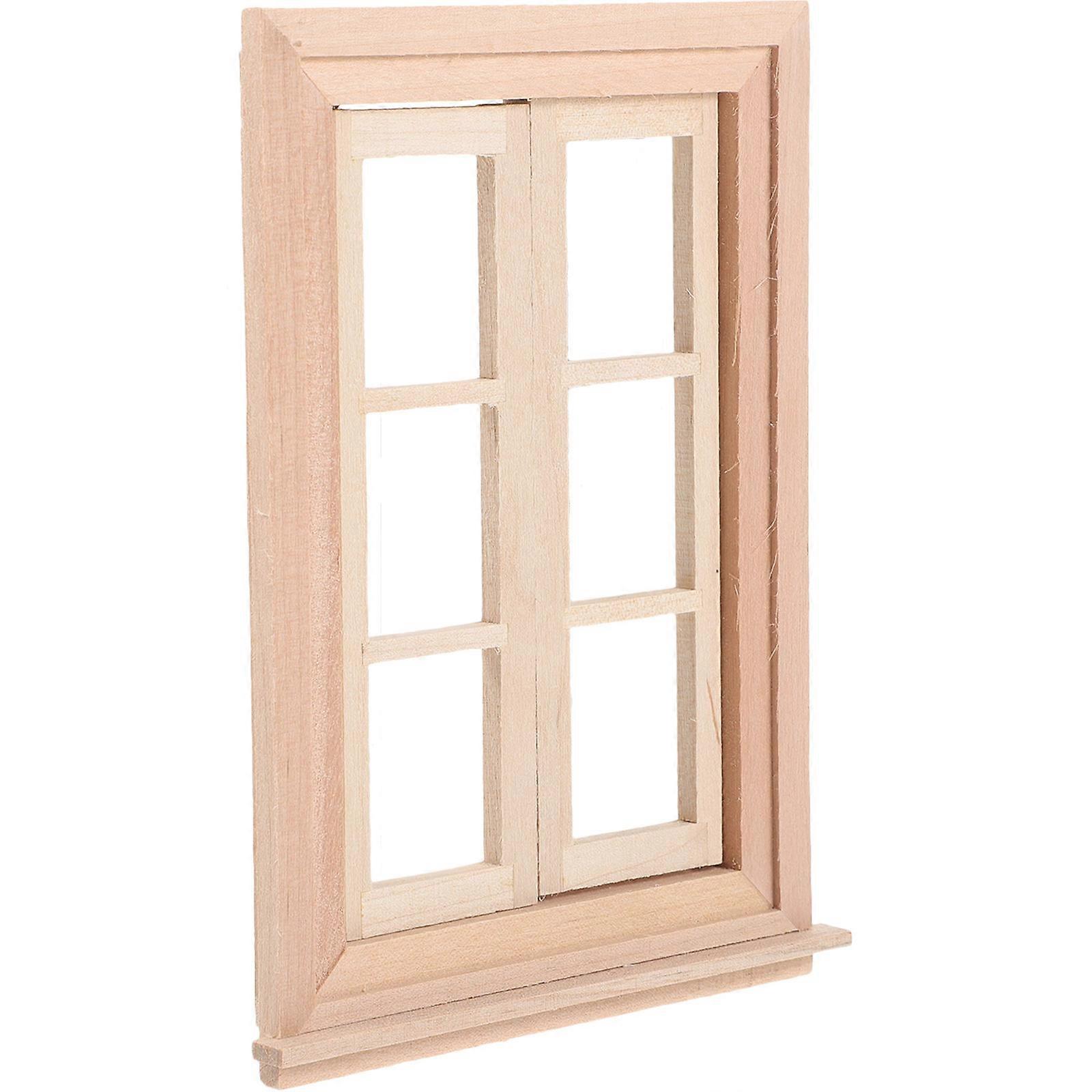 Square Miniature Window Decorative Wooden Mini Furniture Toy Fairy Window Rectangular Simple Chic Style 1Set