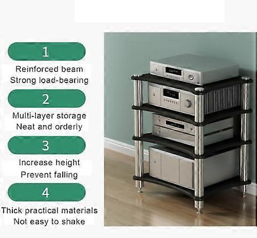 Multifunctional Audio TV Stand 2 Tier Black 60x48x40 cm Space Saving Media Storage Unit For Home Entertainment Systems