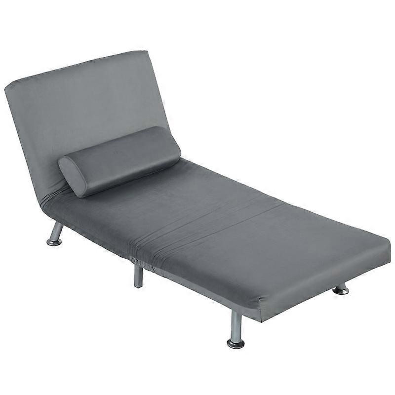 Gray Folding Recliner Chair Bed Function Adjustable 75x70x75cm