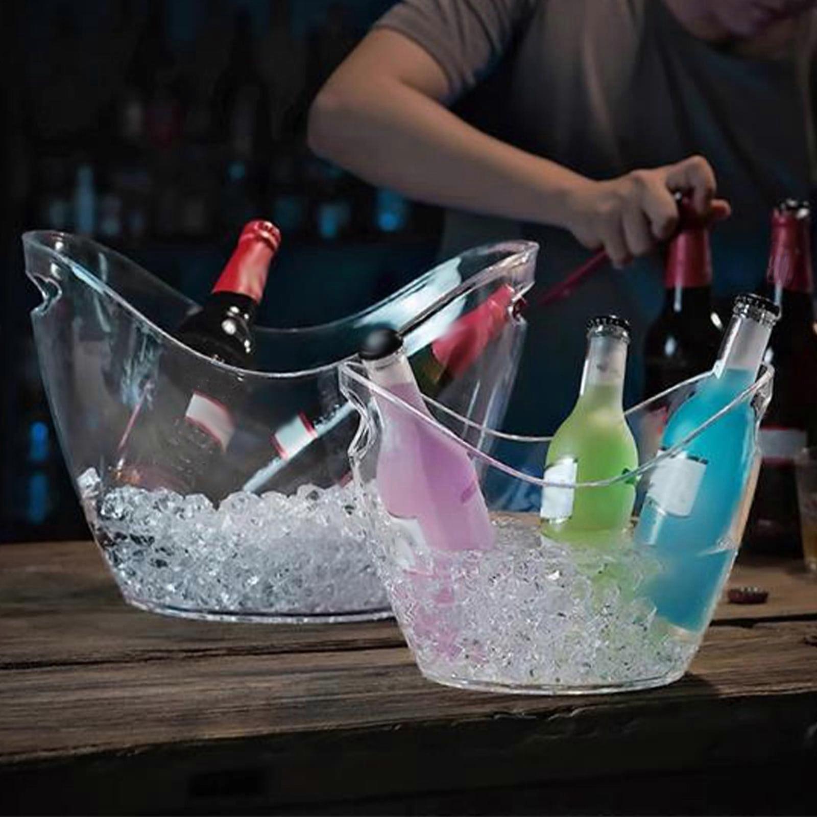 Bxaolu 4L Ice Bucket for Parties, Clear Plastic Beverage Tub Compatible with Wine, Beer, Champagne - Includes Scoop