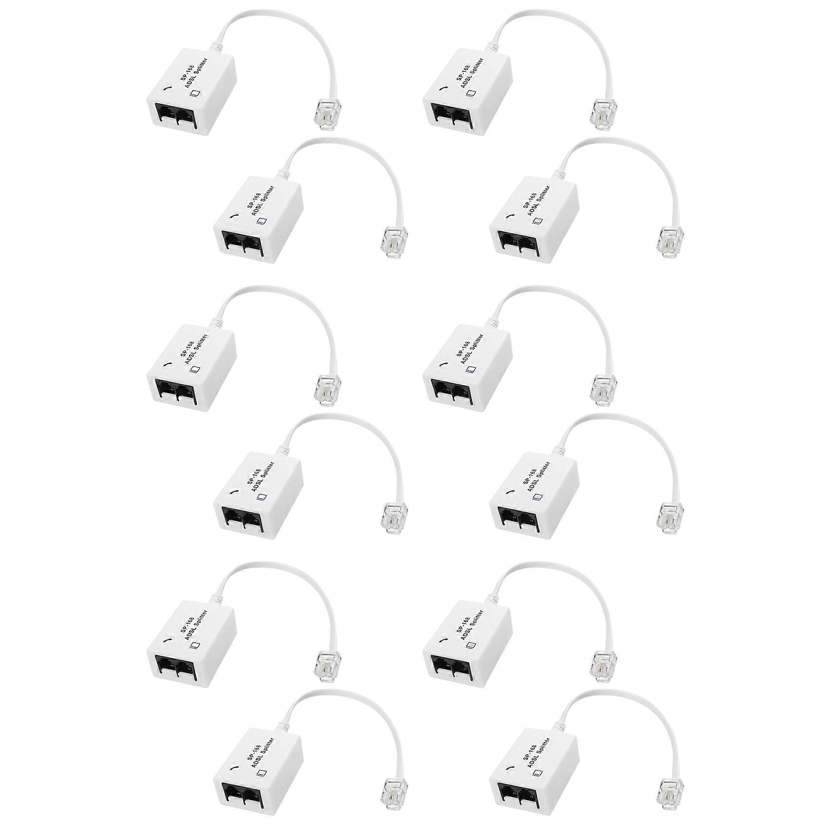 12Pcs DSL Filter Splitter ADSL Splitter for Phone Line Male to 2 Female RJ11 6P4C/6P2C Telephone Modem Converter Adapter