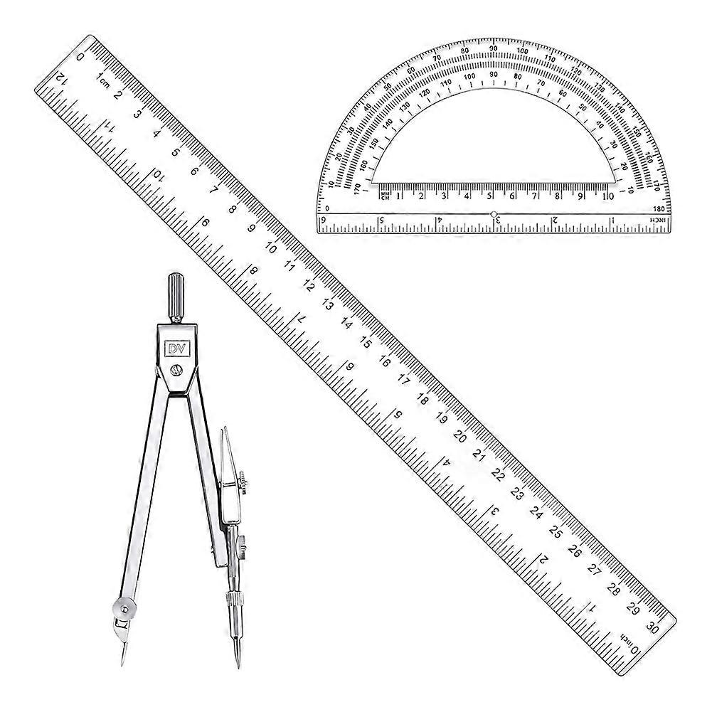 3 Pcs Plastic 12 Inch Ruler