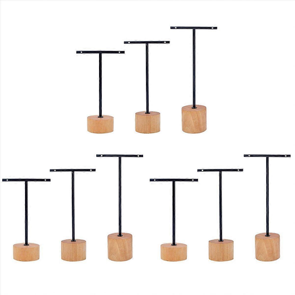 3Pcs T Bar Earring Display Stand with Wooden for Photography Props A