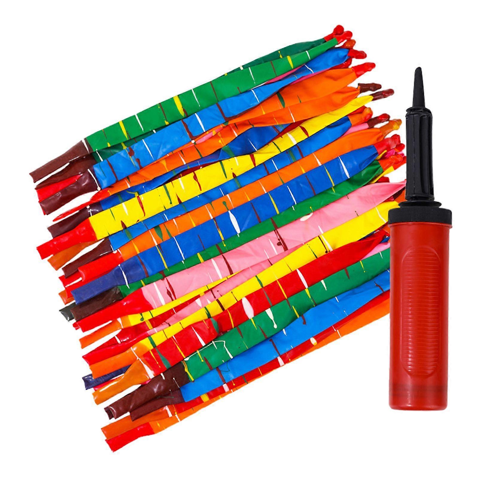 Jikaixiang Rocket Balloons with Pump Flying Balloon with Whistling Noise Assorted Colors Long Screaming Balloon for Birthdays Events Parties