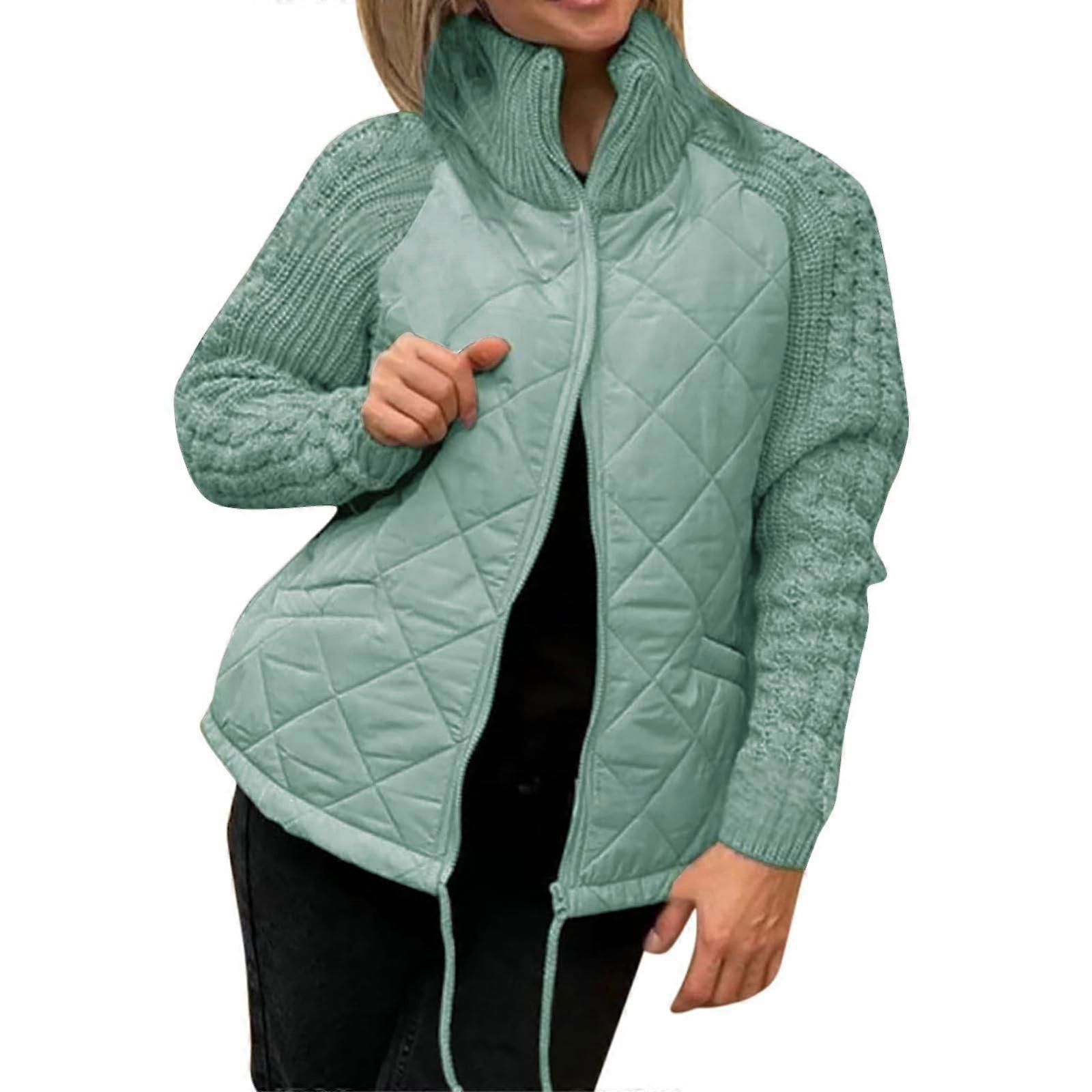 Damen-Steppjacke mit Strickpanel, leicht, hellblau, Größe S