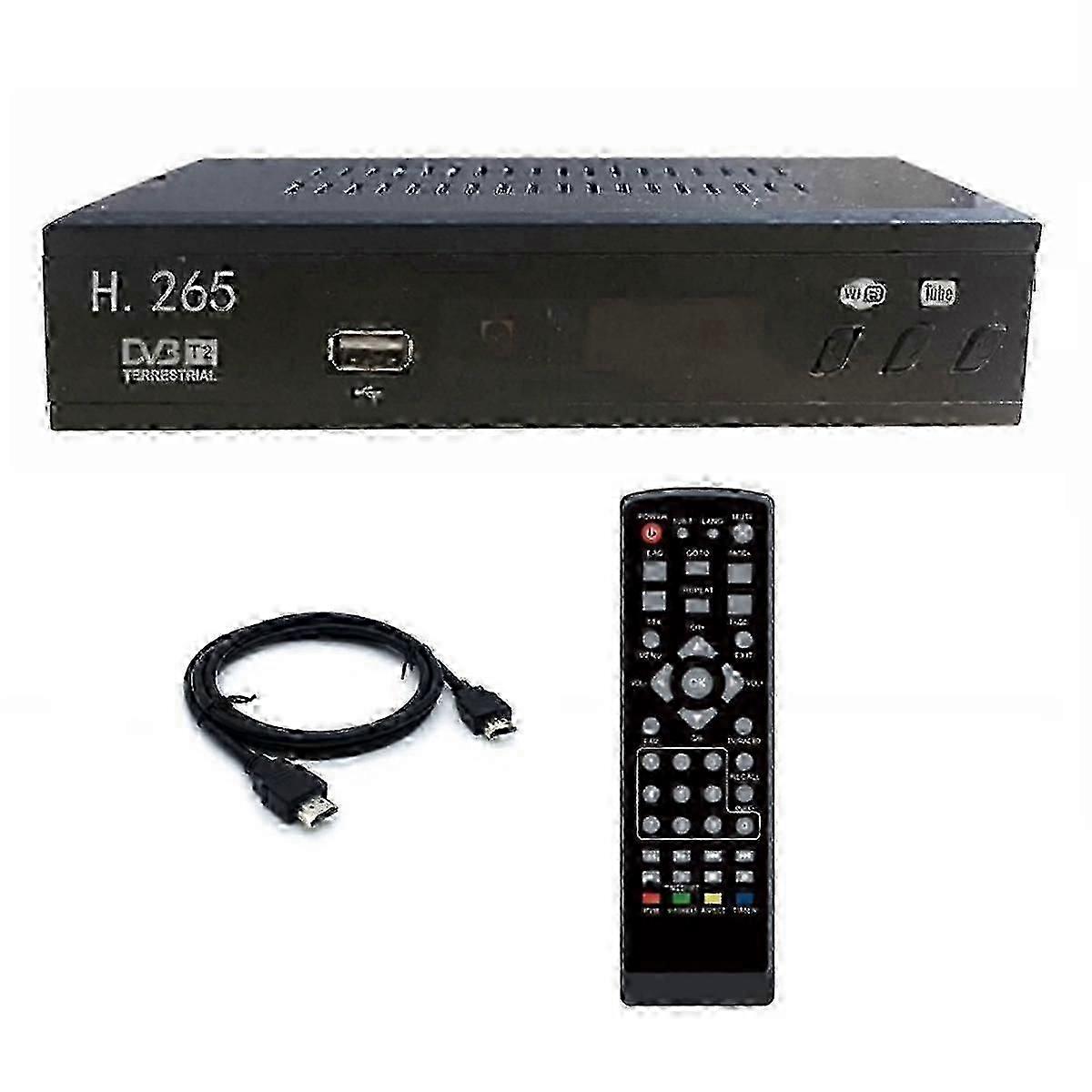 DVB-T2 Receiver HEVC/H.265 Digital TV Tuner USB Set Top Box with EU Plug