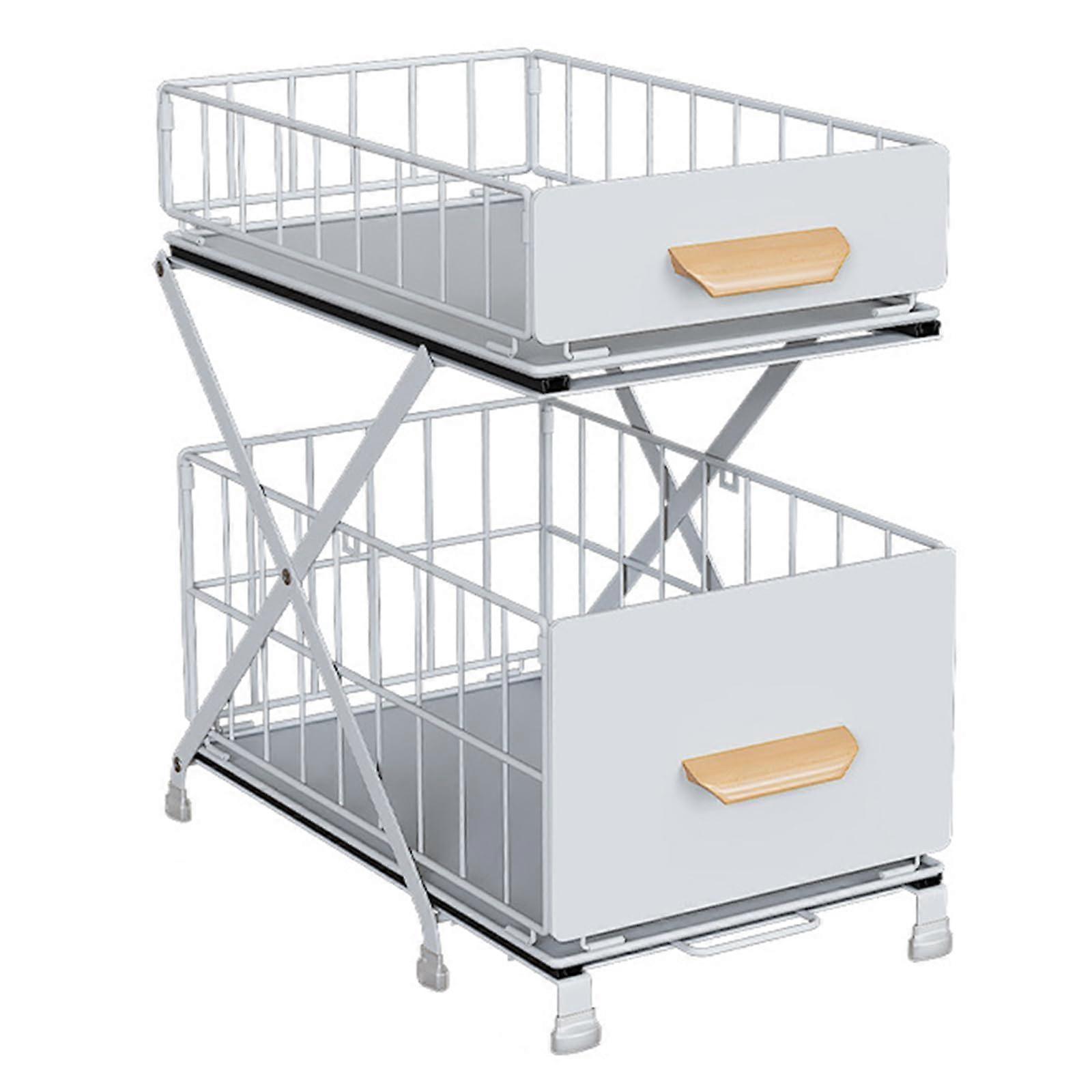 Sliding Kitchen Storage Rack Extendable Under Sink Shelf Organizer Not Easy To Deform Strong And Stable Kitchen Bathroom