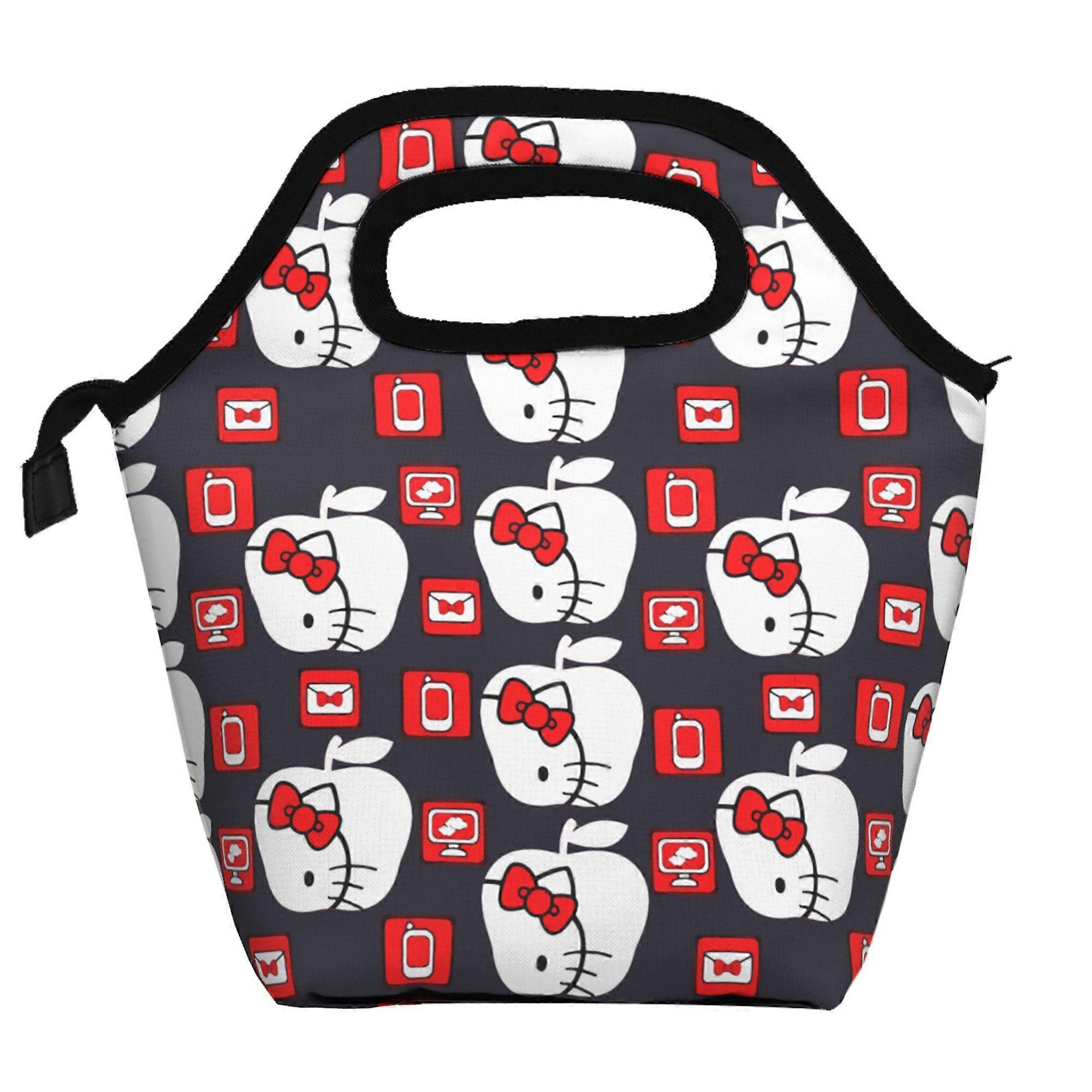 Hello Kitty Lunch Bag Soft Polyester Lunch Bag Portable Insulated Zipper Bento Bag Foldable Reusable Lunch Tote Bag Unisex