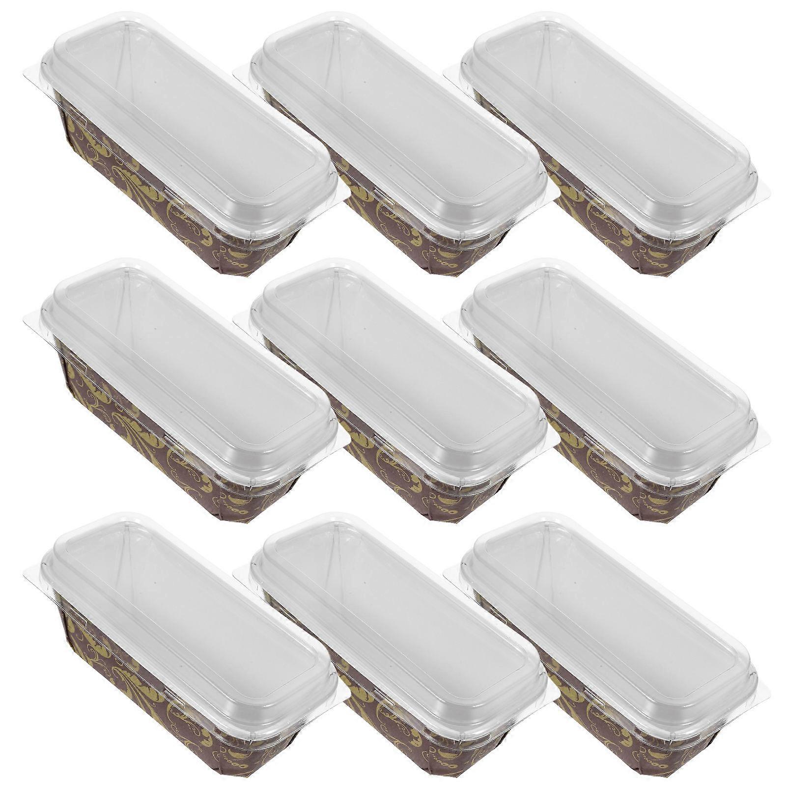 Brown Egg Cake Paper Loaf Pan Liners for Baking 10Pcs Mini Disposable Pans