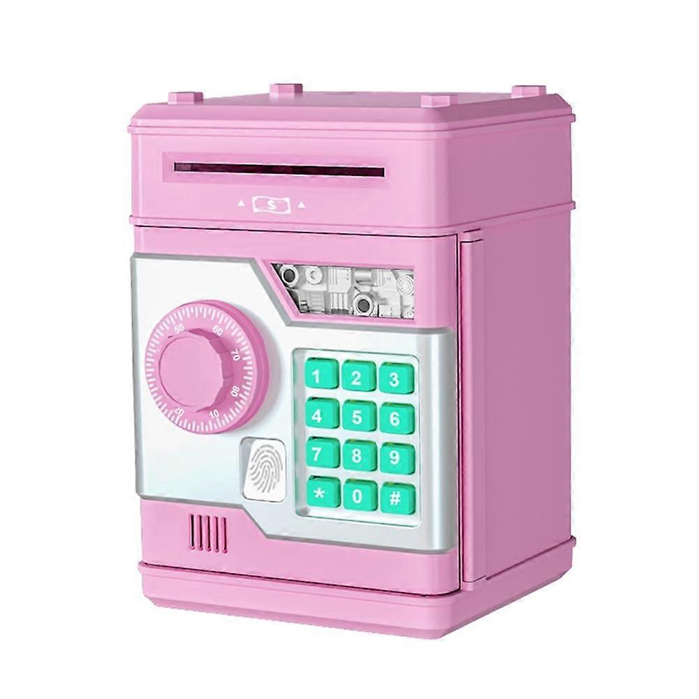 Electronic Piggy Bank ATM Password Safe With Smart Fingerprint Lock Digital Money Box Automatic Banking Pink For Kids