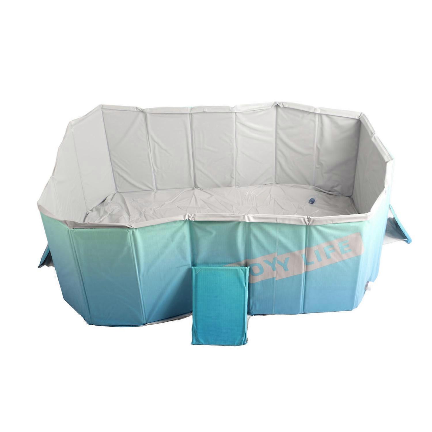 Foldable Pool Free Inflation Rectangular Shaped PVC Swimming Pool for Home Use Blue 1.6m / 63in