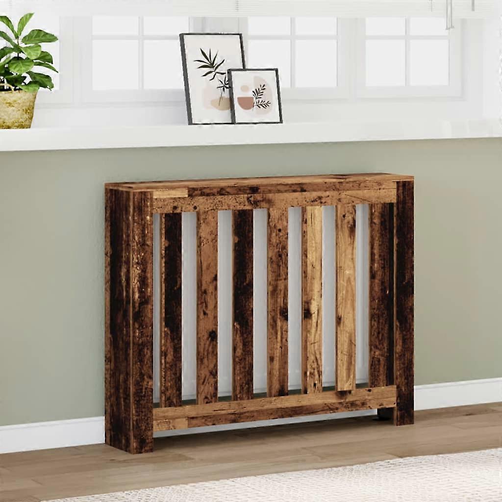 Radiator cladding reclaimed wood look 104x20x82 cm wood-based material