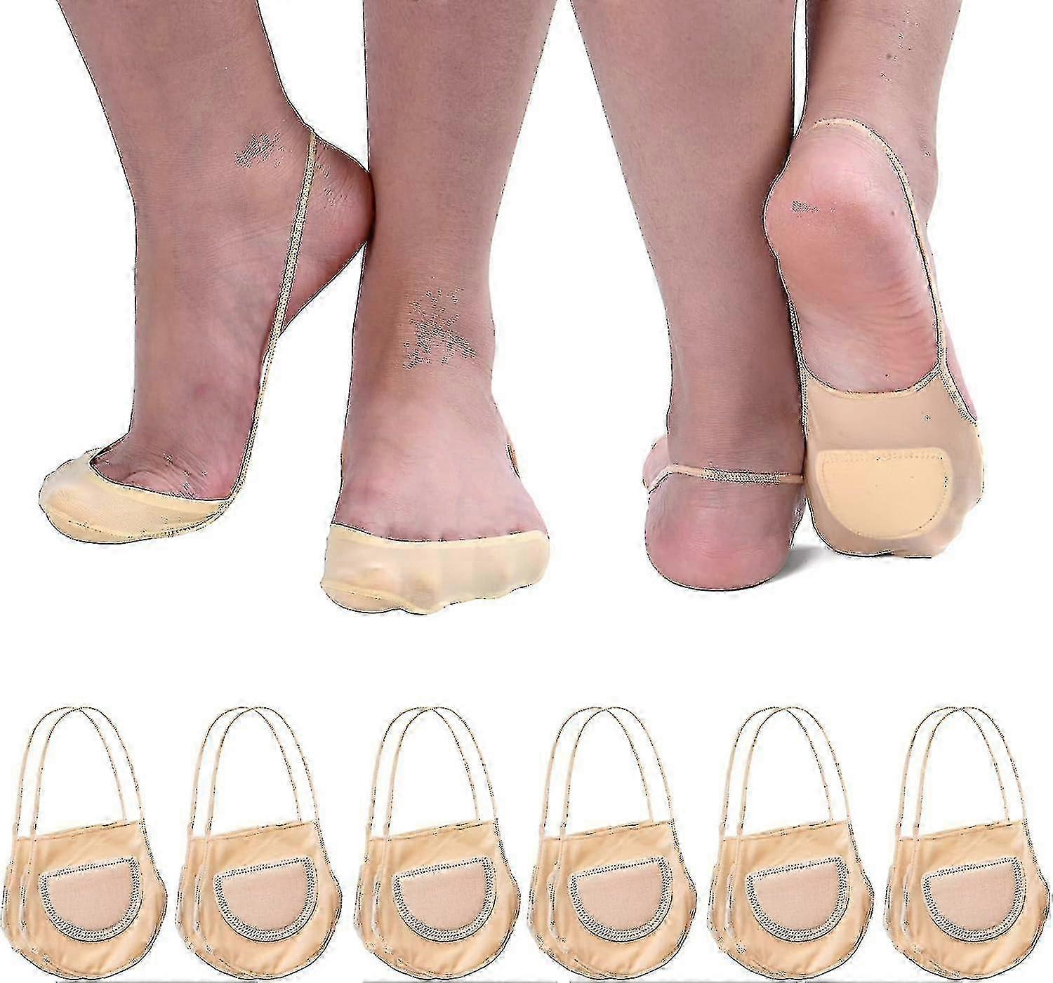 "جورب نسائي Slingback Sheer Liner Sock للسيدات غير مرئية غطاء إصبع القدم جوارب منخفضة القطع بدون عرض جورب مع وسادة مقدمة القدم للكعب ، 6 أزواج"