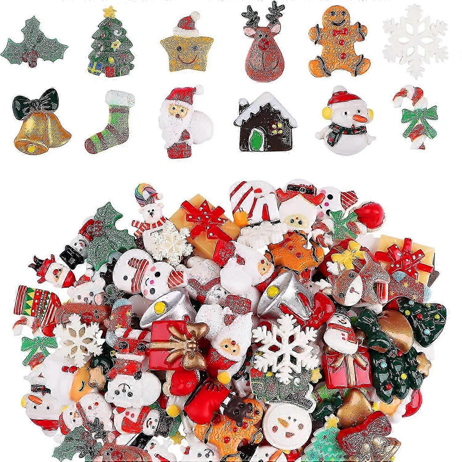 100 Assorted Christmas Craft Resin Ornaments Diy Craft Ornaments (random Styles)