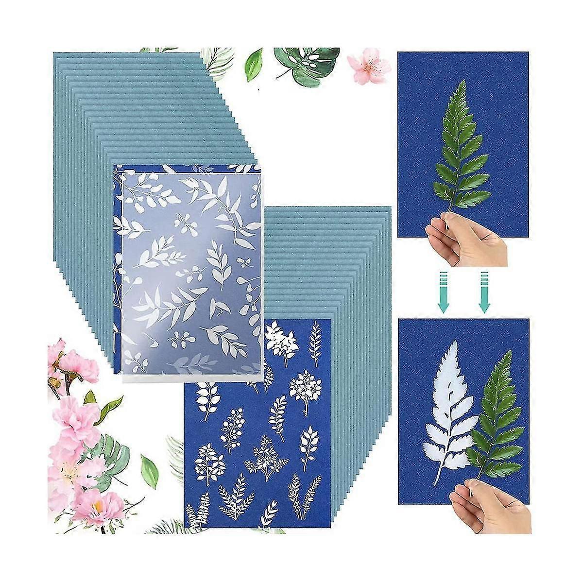 40 Pcs Sun Print Paper Kit With Acrylic Panel A5 Sun Printing Art Paper Sensitivity Nature Printing Paper