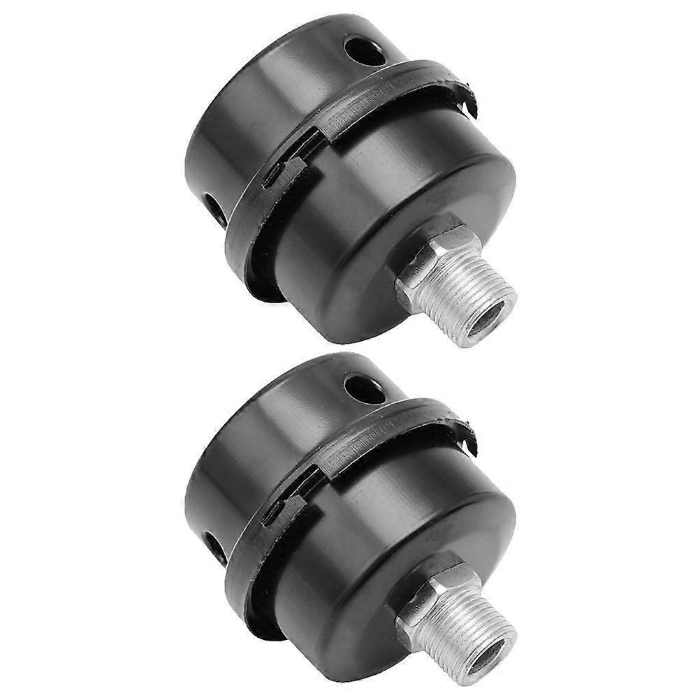 Compressor Muffler 2Pcs Black Metal Noise Reduction Intake Filter for Air Compressor