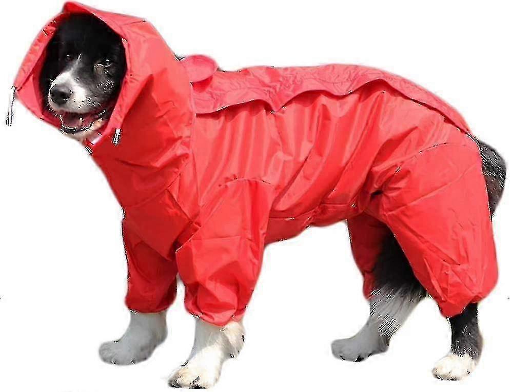 Red Dog Raincoat With Detachable Hoodie, Drawstring Coat, 10 Sizes