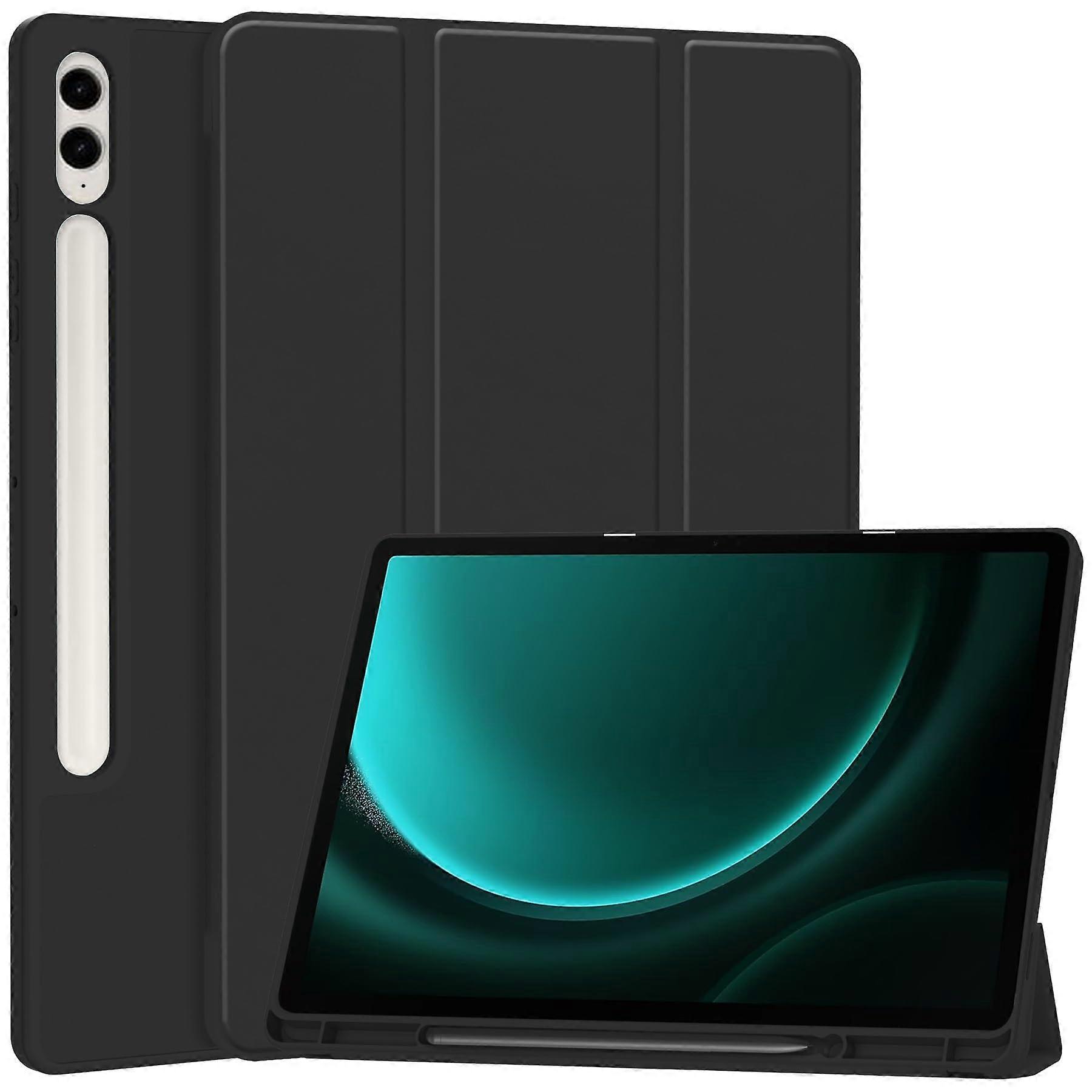 Capa de viagem fina de 12,4 polegadas com suporte para S Pen e capa de TPU macia multiângulo verde claro