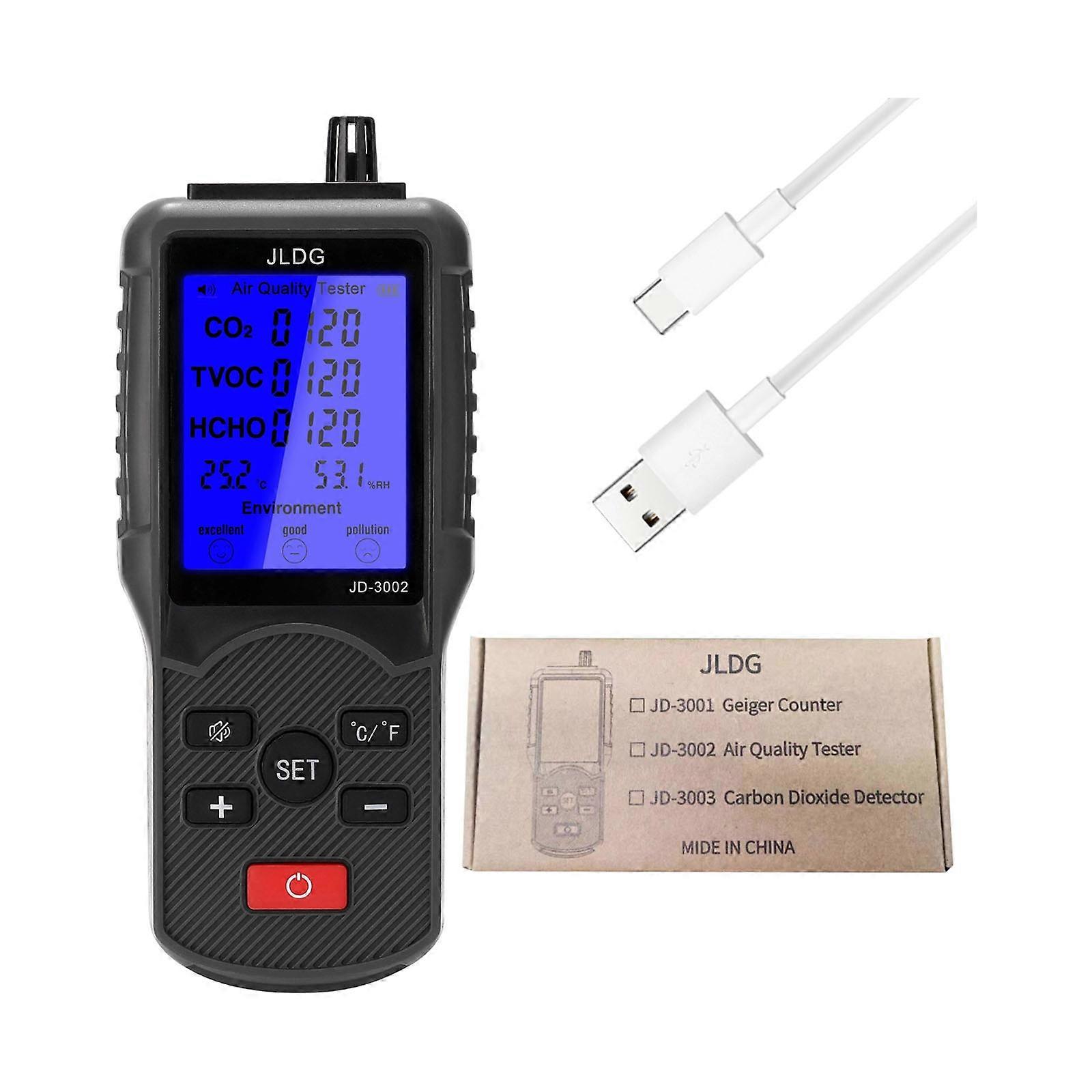 Air Quality Monitors, Indoor Detects CO2, Formaldehyde,TVOC,Temperature and Humidity Air Quality Tester Multicolor