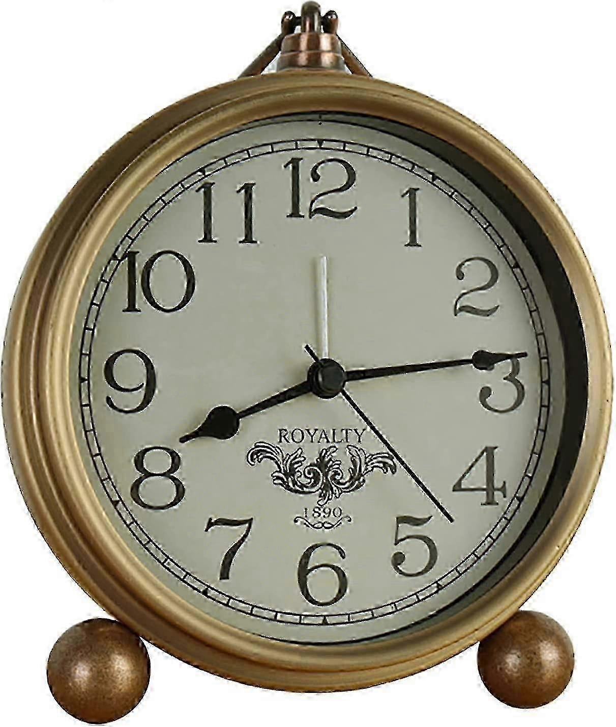 Golden Table Clock Silent Movement HD Glass Indoor