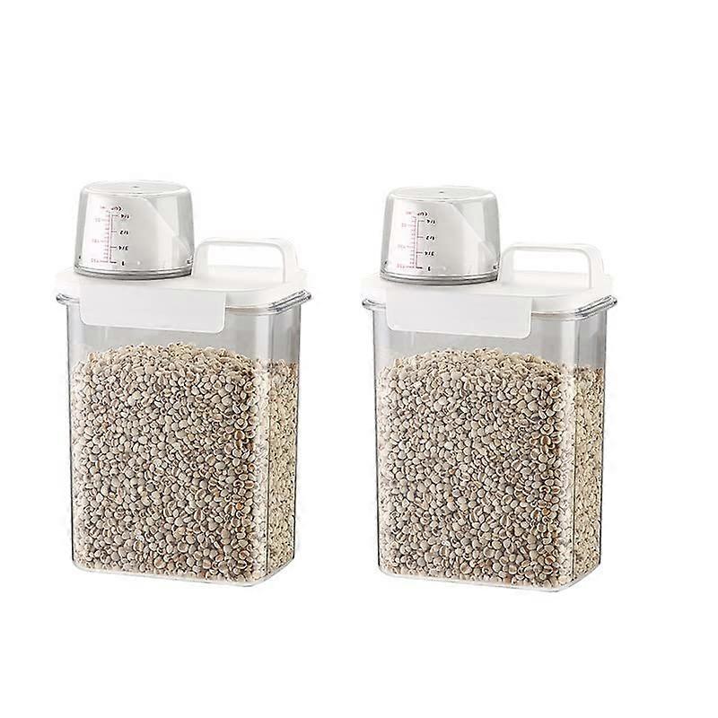 Cereal Storage Container Airtight Double Seal with Measuring Cup and Pour Spout 2pcs 1800ml