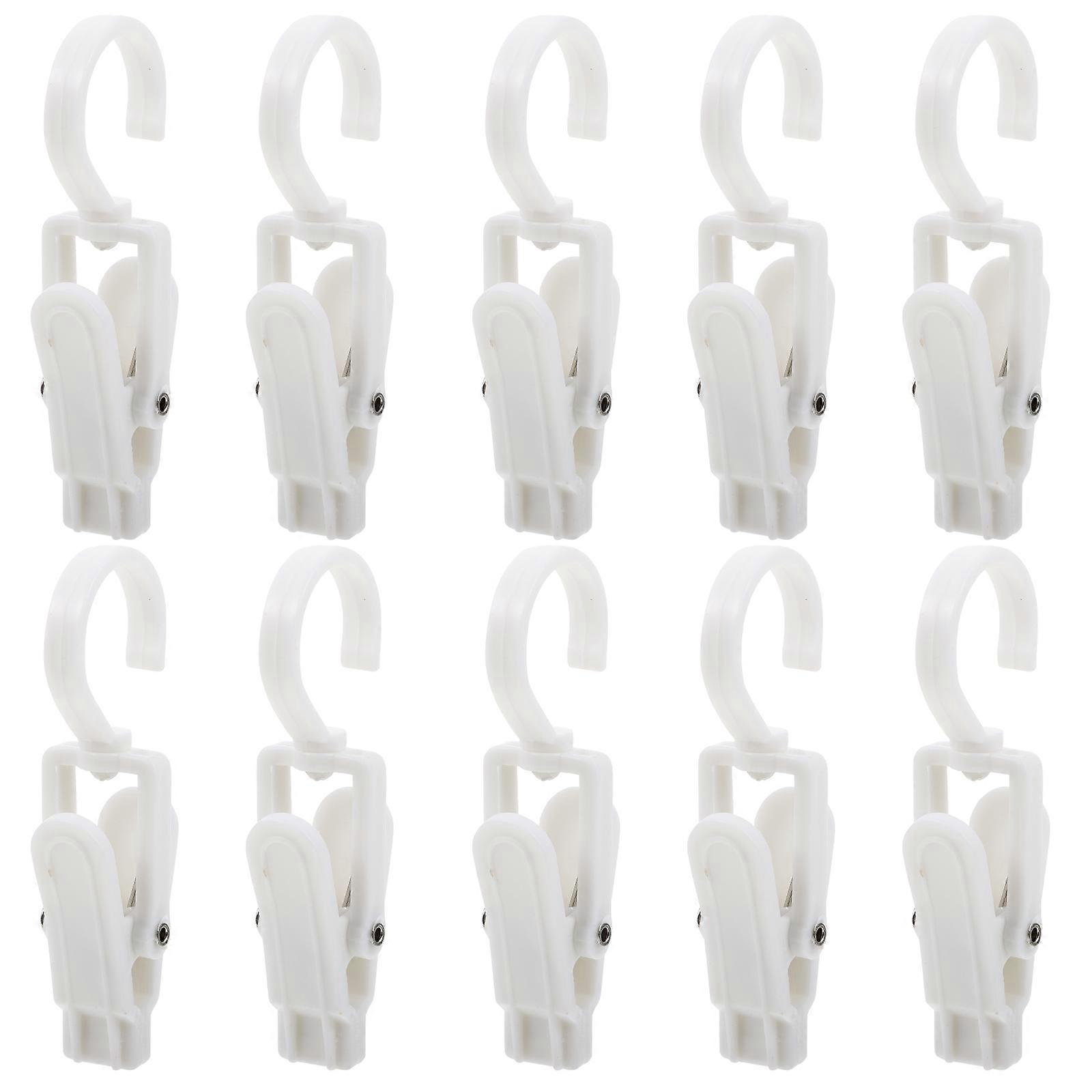 10Pcs 360 Degree Rotatable Plastic Curtain Hooks Clips and Coat Hooks