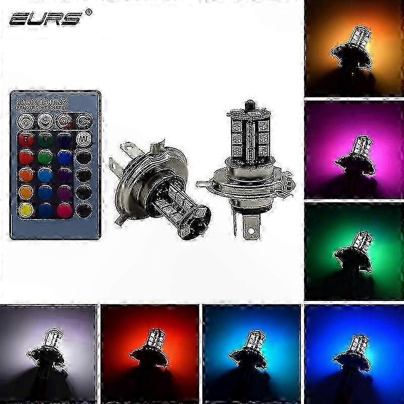 RGB LED Car Headlight Kit with Wireless Remote for Styling Accessory