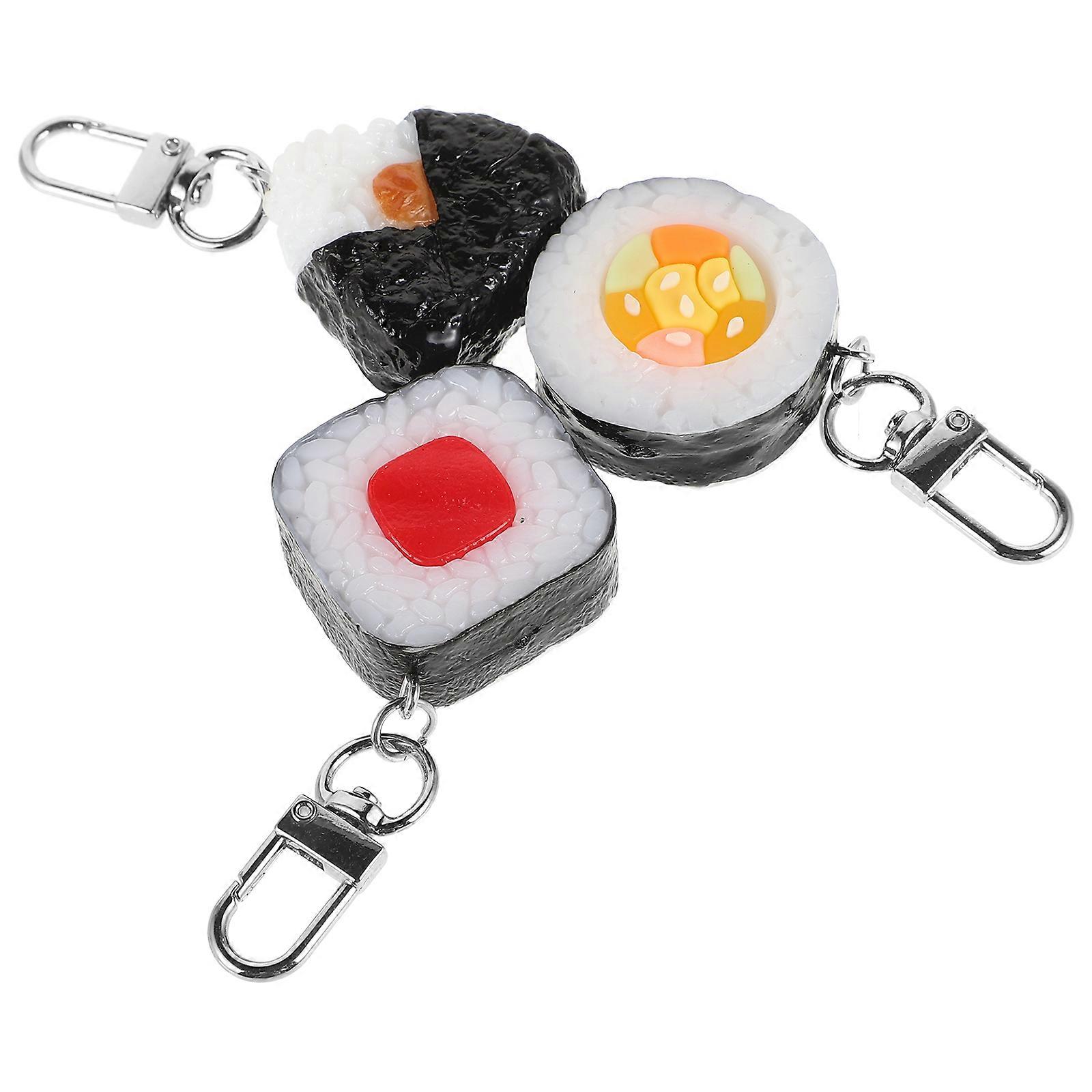 Sushi Keychain Pendant Realistic Design Plastic Ornaments for 3Pcs Set