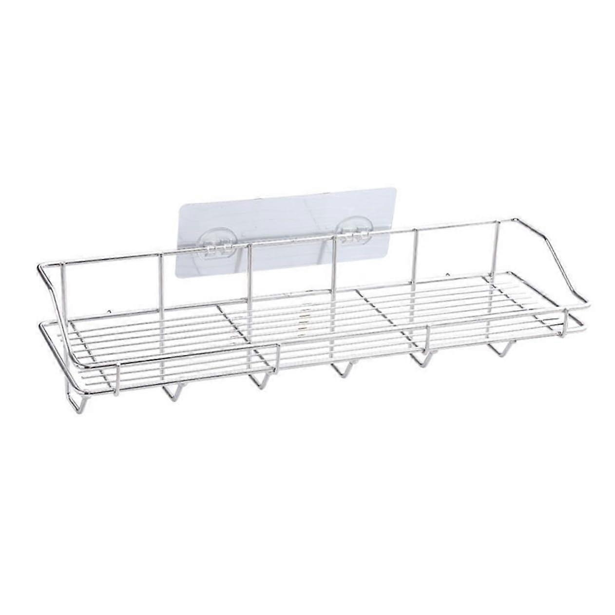 6Pcs Kitchen Wall Organizer Stainless Steel Shelf with Hooks Punch SpaceSaving Storage