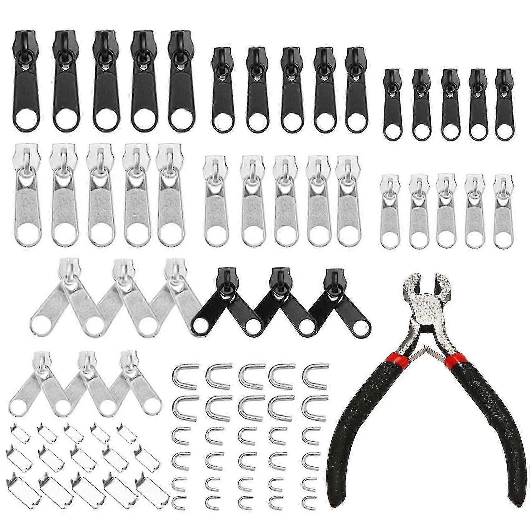 Zipper Repair Kit with 85 Sliders for Universal Jacket Clothes Bag Fix