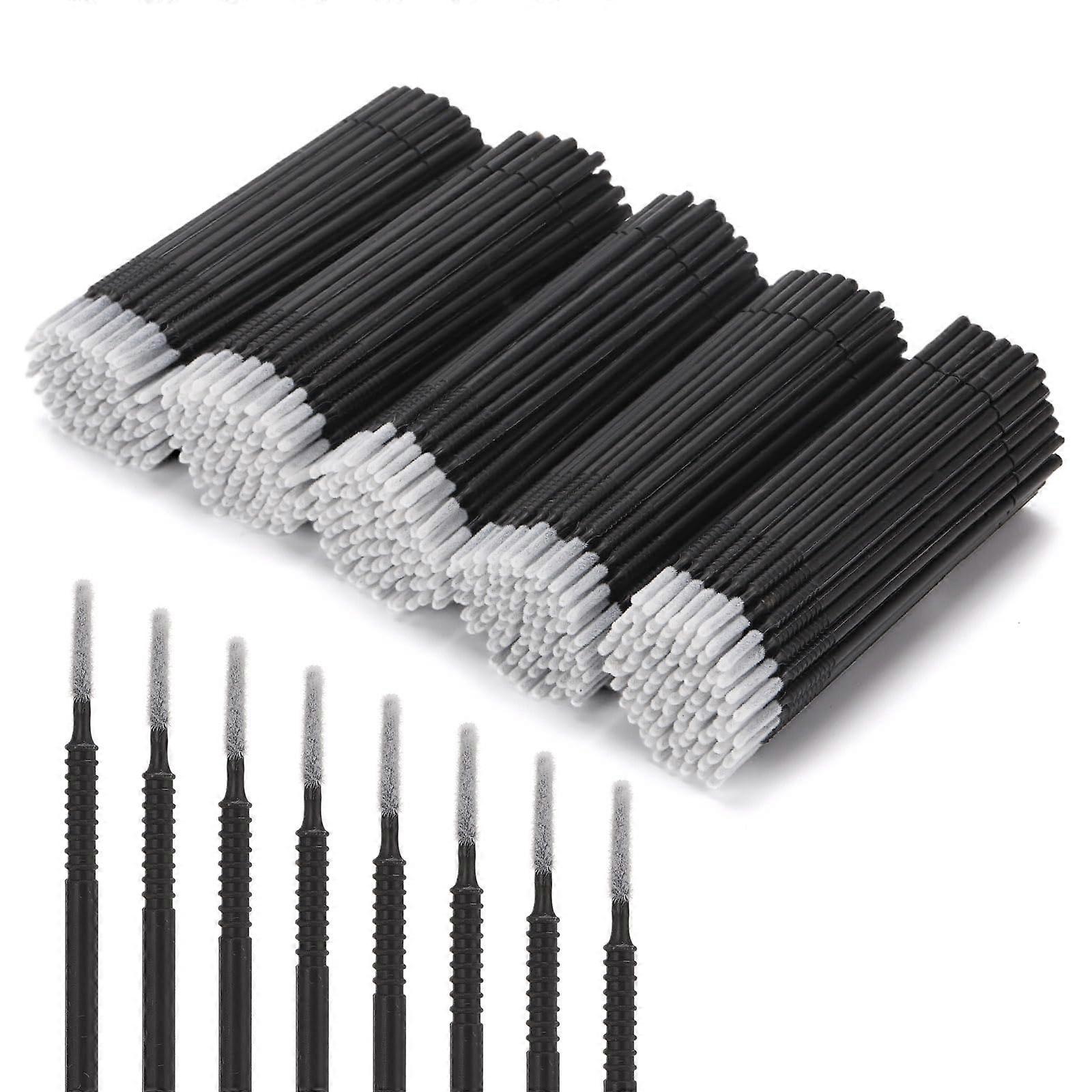 500 Pack Black Micro Brush Applicators for Lash Extensions with Precision Tips and EasyGrip Handle