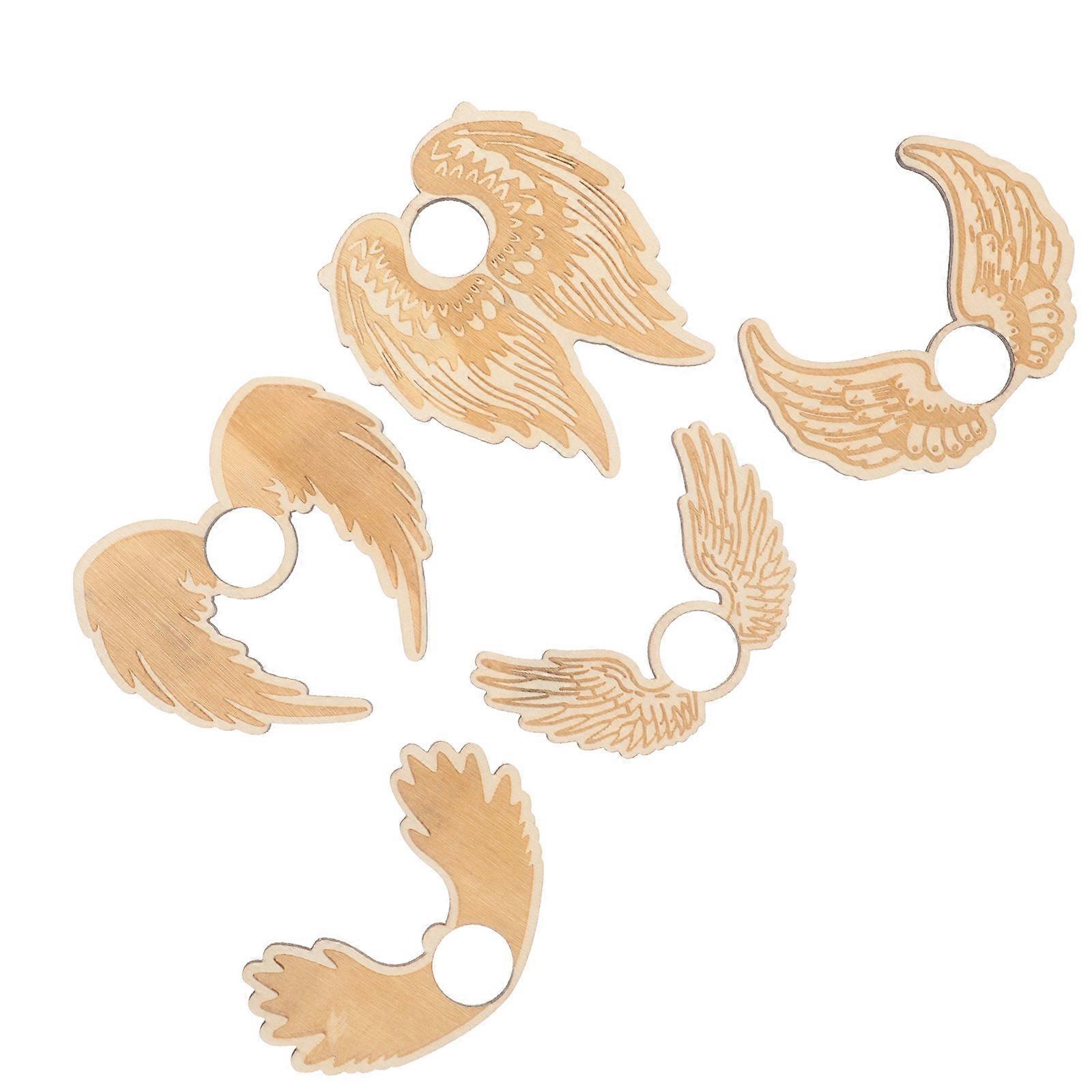 Wooden Crystal Ball Holder Wing Shape for Display 5Pcs Mini Sphere Base