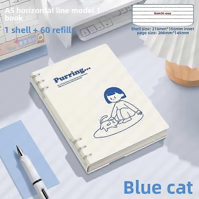 Notebook Loose-leaf 60 Sheets/120 Pages A5/B5 Loose-leaf Binder Notebook Puppy/Panda/Dinosaur/Capybara Horizontal Line