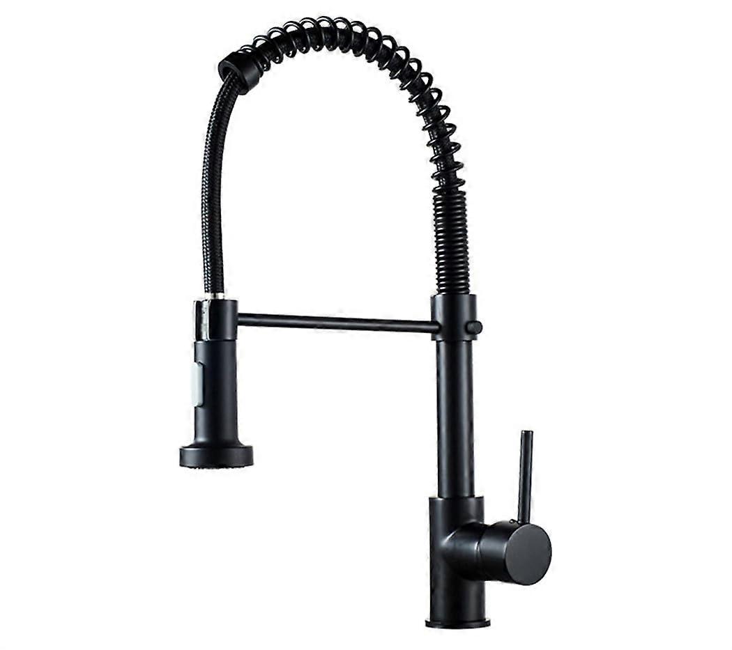 Deck Mounted Flexible Kitchen Tap Black Hot Cold PullOut Spray Kitchen Sink Mixer Tap