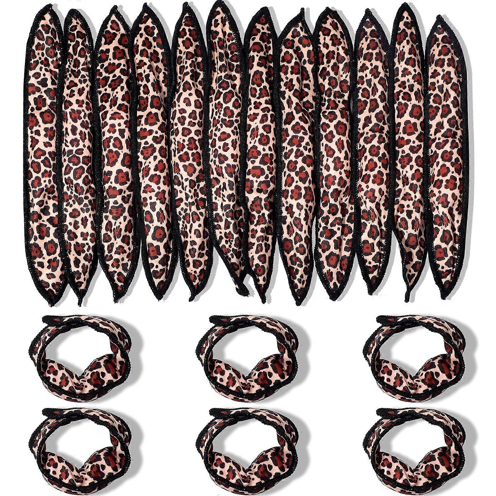 48 Pcs Heatless Hair Curlers Soft Foam Rollers for Overnight Styling Comfort, Leopard Cloth Cover