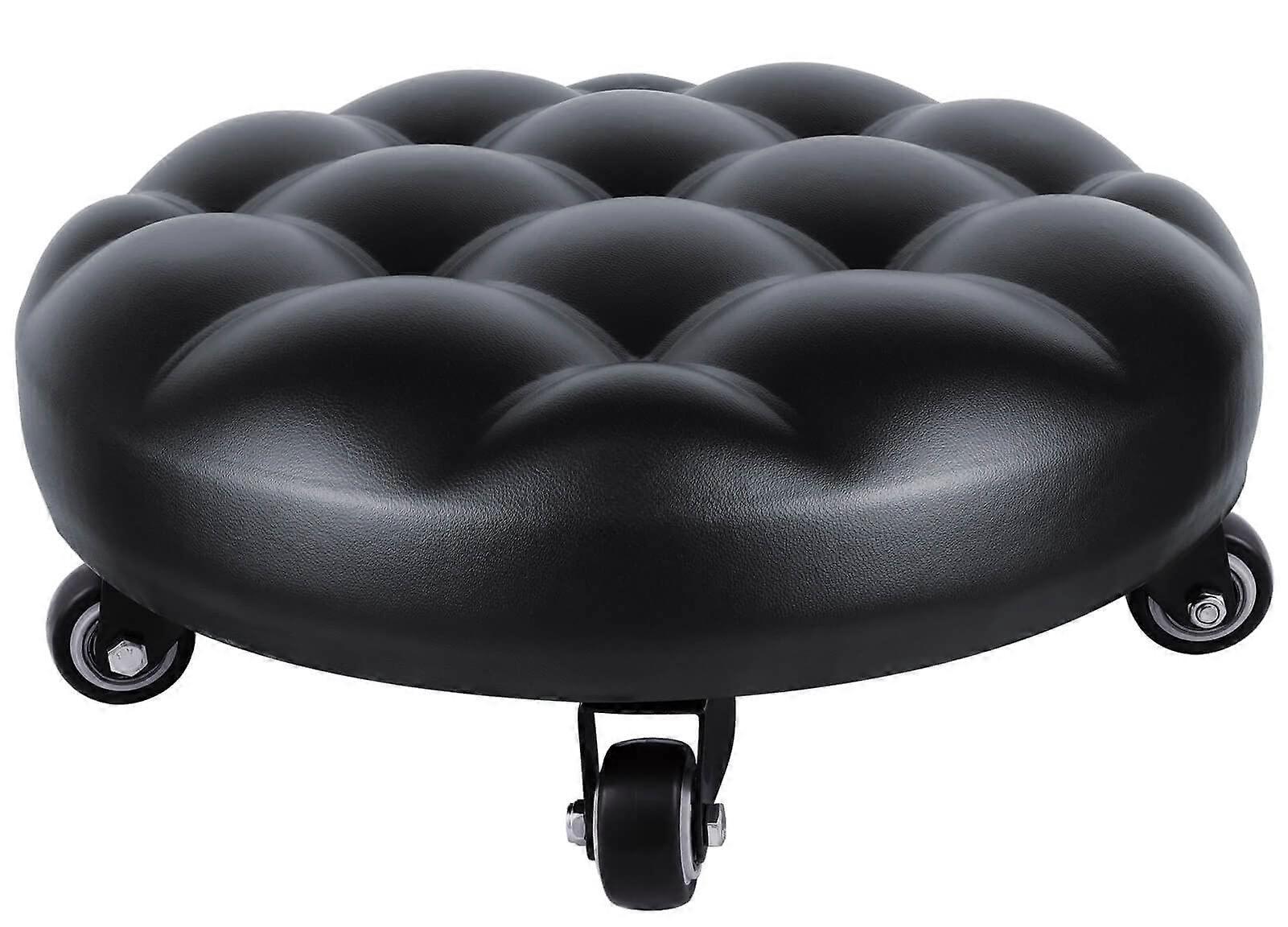 Rolling Stool with Ergonomic Low Height, 360° Swivel Wheels, Waterproof Cushion for Home, Garage, Office