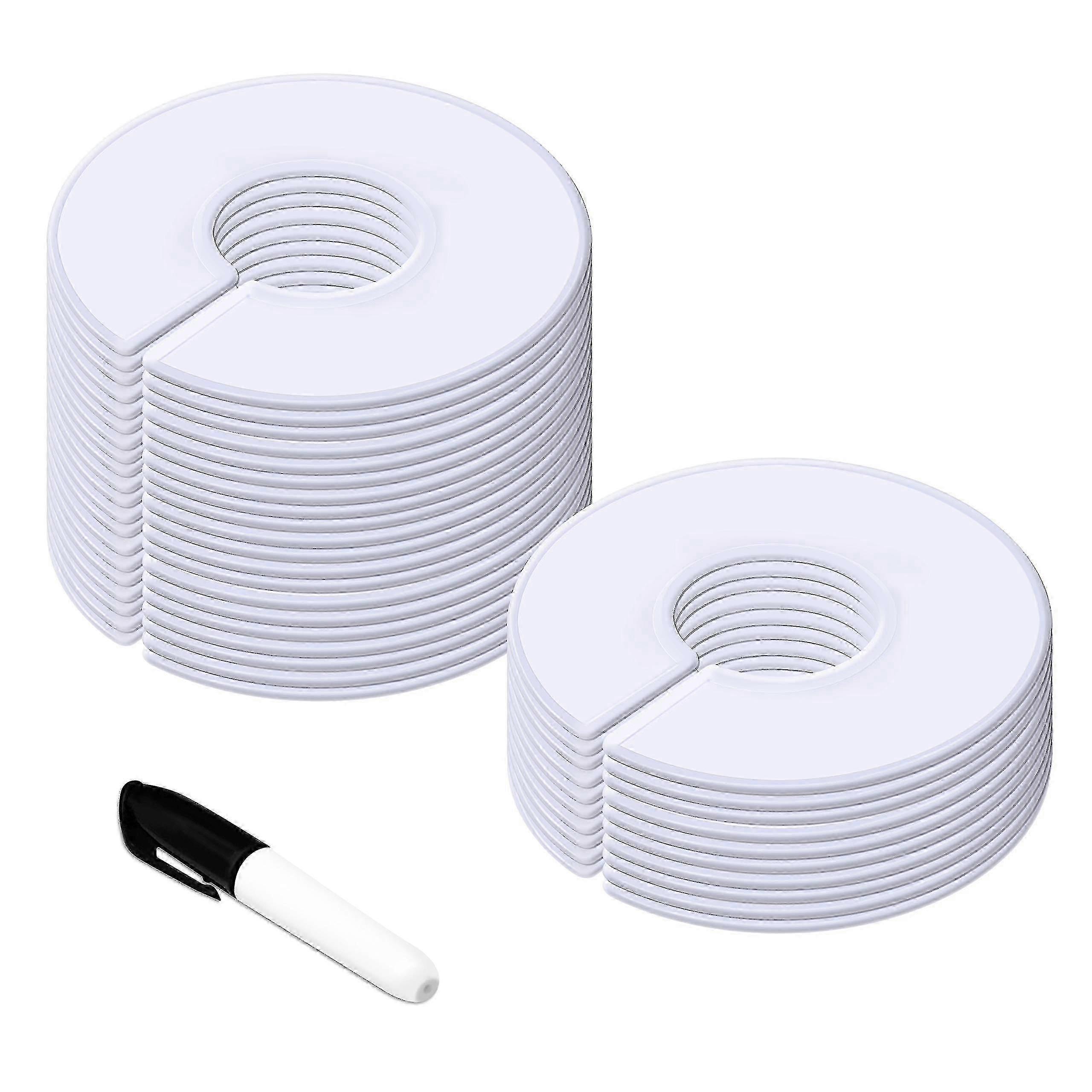 White Plastic Hanger Dividers for Closet, 30 Piece Pack