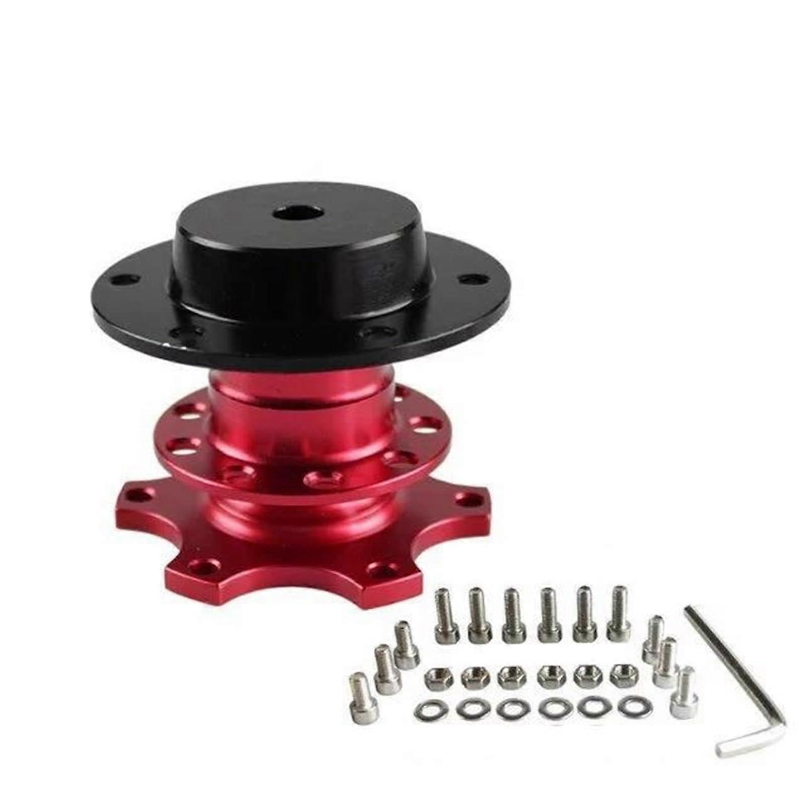 Red 6 Hole Steering Wheel Hub Adapter with Quick Release Boss Kit for Enhanced Stability