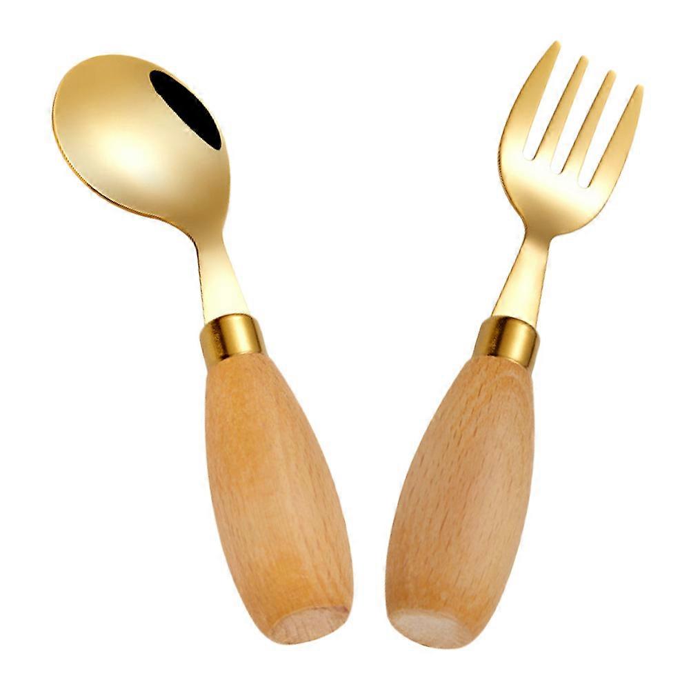 Children Training Tableware Baby Stainless Steel Fork and Spoon Set 2Pcs